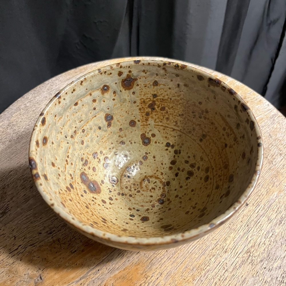 Handcrafted Speckled Ceramic Bowl - Brown & Cream